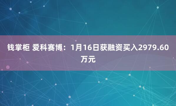 钱掌柜 爱科赛博：1月16日获融资买入2979.60万元